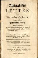 Aminadab's letter to the author of a paper called, The independent whig