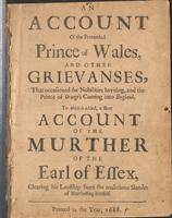 Account of the pretended Prince of Wales and other grievanses [sic] that occasioned the nobilities inviting and the Prince of Orange's coming into England