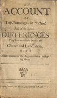 account of lay-patronages in Scotland