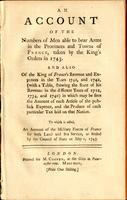 account of the numbers of men able to bear arms in the provinces and towns of France, taken by the King's orders in 1743. And also of the King of France's revenue ... in ... 1741, and 1742 ... To which is added, an account of the military forces of France