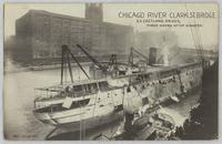 Chicago River Clark St. Bridge. SS Eastland rasied, three weeks after the disaster