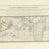 Carte réduite, des Costes de l'Acadie, de l'Isle Royale, et de la partie meridionale de l'Isle de Terre-Neuve