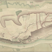 Plan de  la montagne St Pierre les trasses ou lignes rouge marquent les principales routtes souterainne