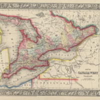 Map of Canada West in counties