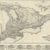 Map of the Province of Ontario, showing railways now running, published in the Canadian Almanac, 1884